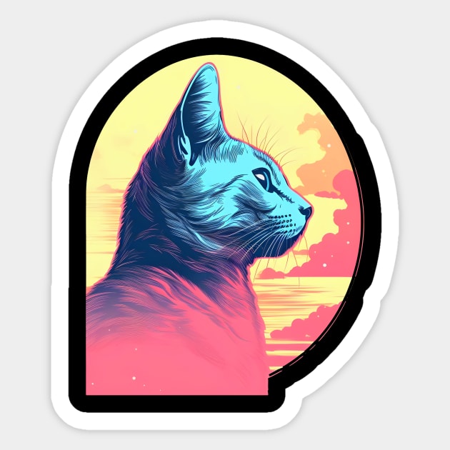 Vintage Vibes: Cat Dad in Pastel Sunset - A Timeless Celebration of Feline Love! Sticker by InkInspire